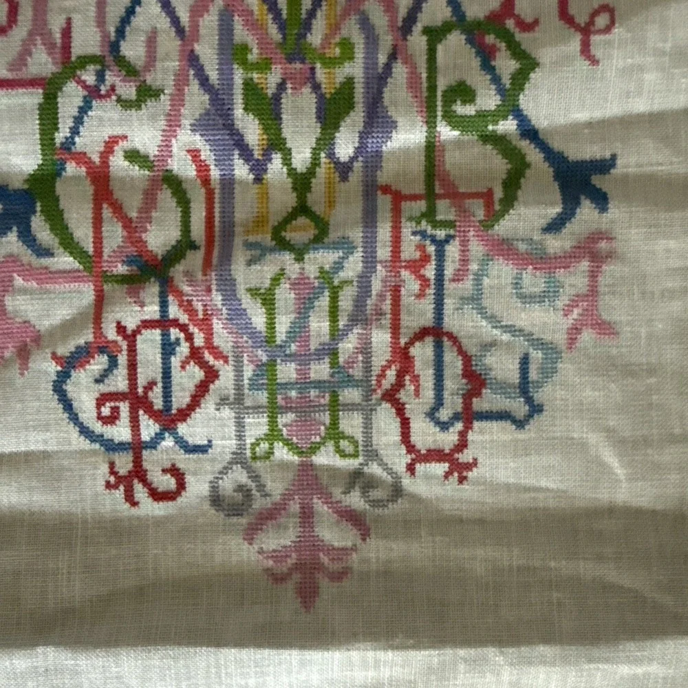Posy Collection Alphabet Quilt Monogram counted cross stitch Completed 12x7.5